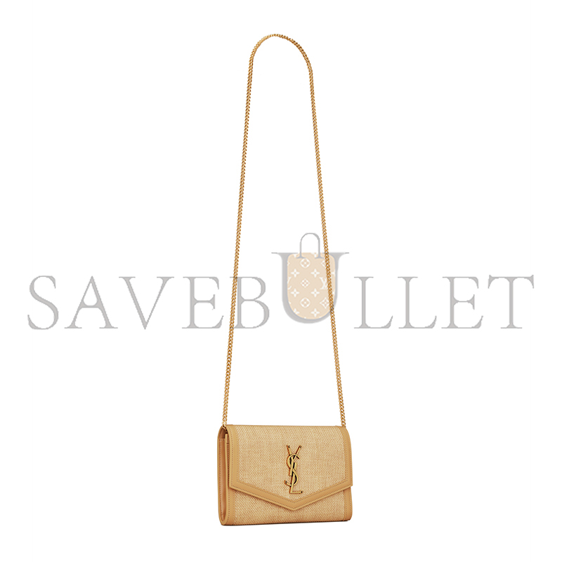 Y*L uptown chain wallet in micro raffia 6077882uf1w9985 (19*12*3cm)